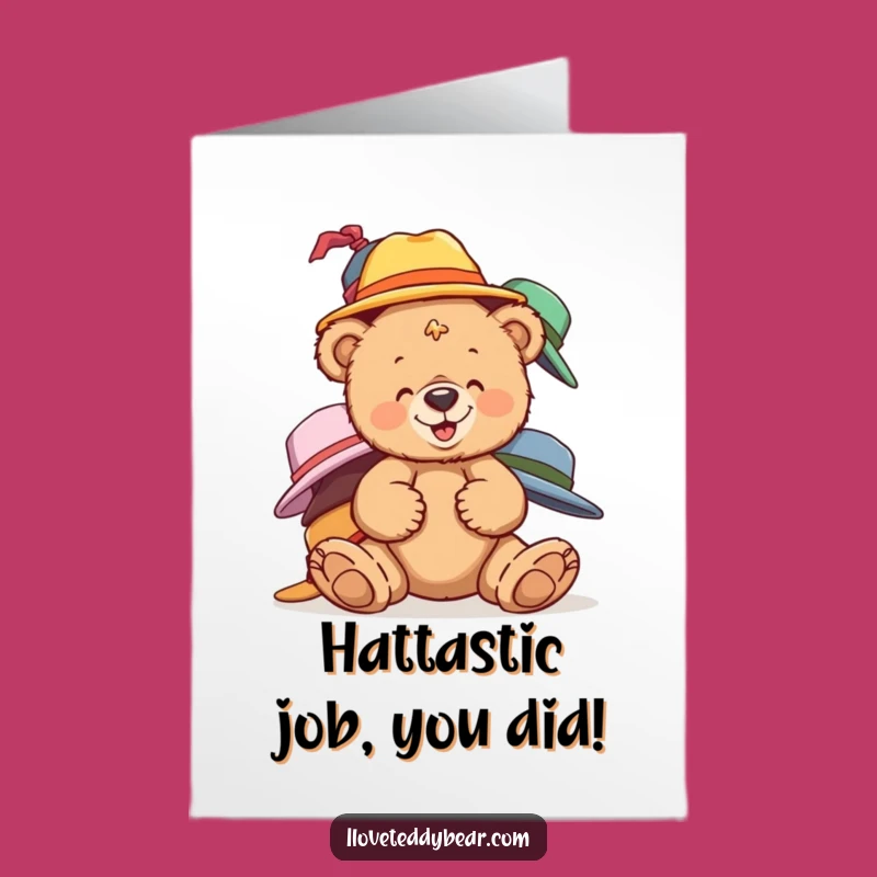 Free Printable Teddy Bear Congrats Card: Hat Balancing for Fun Downloadable Gifts