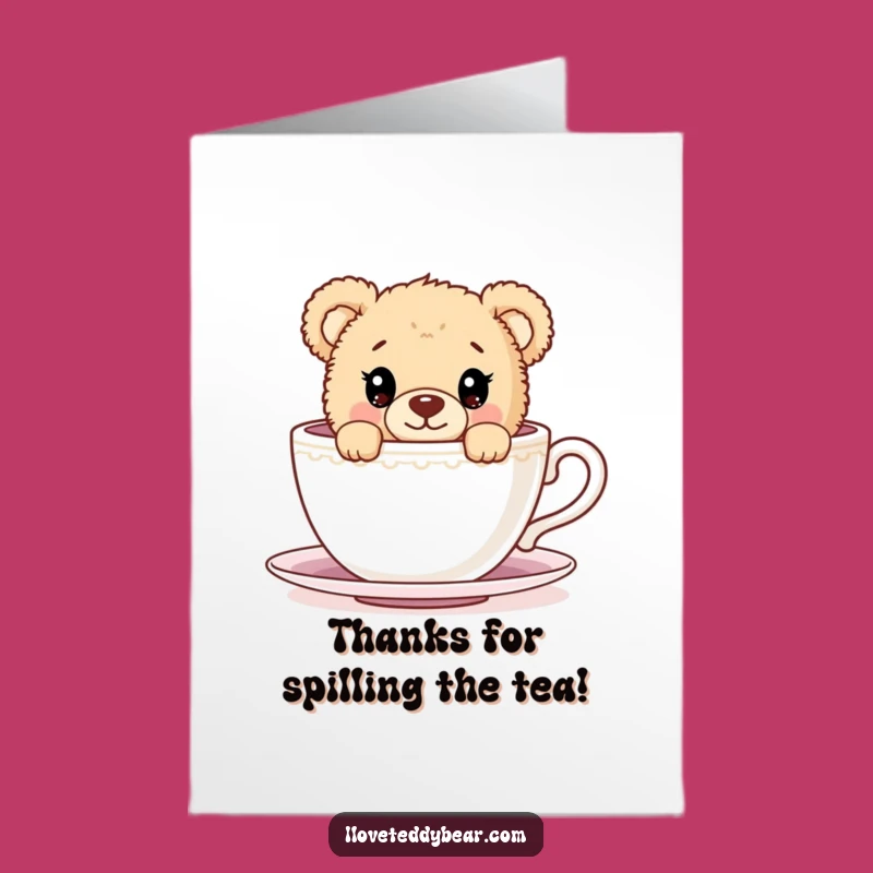 Free Printable Thank You Card: Teddy Bear Teacup Thanks, Downloadable Gift