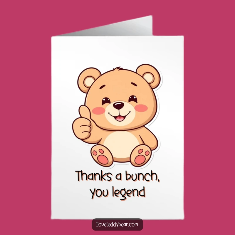 Free Printable Thank You Card: Thumbs Up Teddy Bear, Grateful Downloadable Message