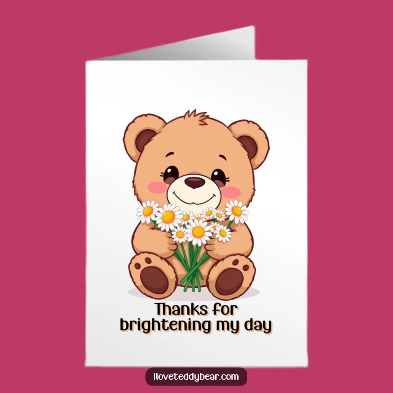 Free Printable Thank You Card: Teddy Bear Daisies - Downloadable Grateful Gift