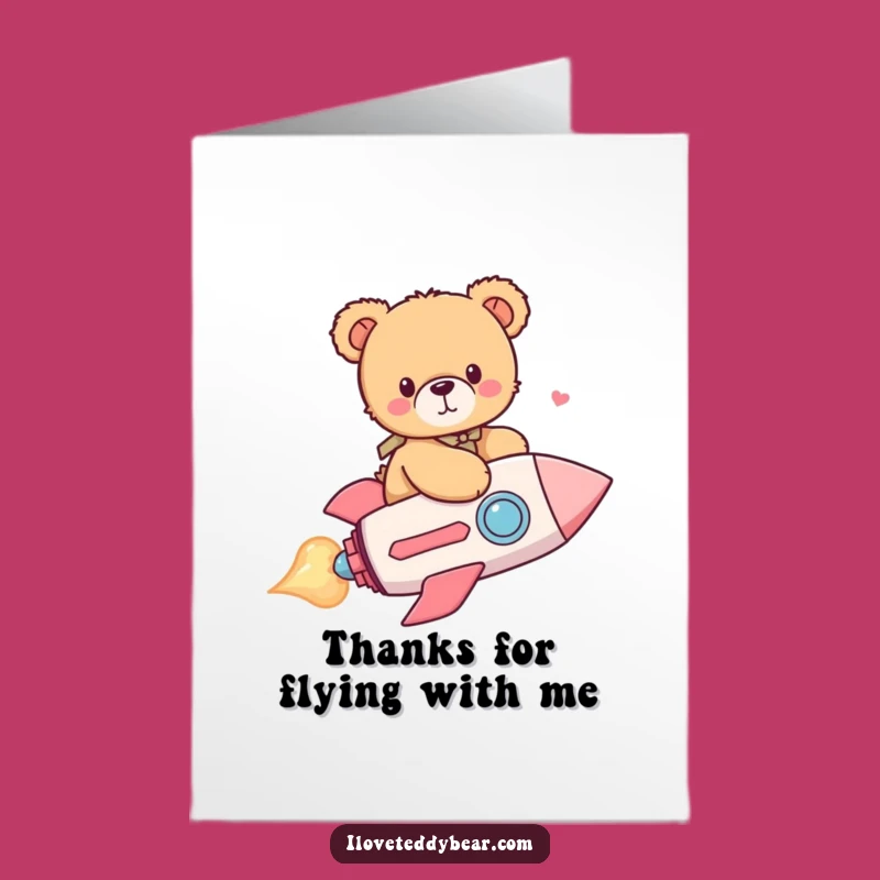 Free Printable Thank You Card: Teddy Bear Rocket Voyage! Funny Downloadable Appreciation Gift