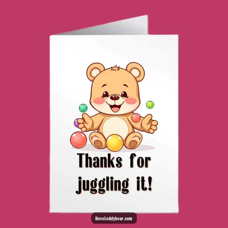 Free Printable Juggling Bear Thank You Card - Playful Downloadable Gift