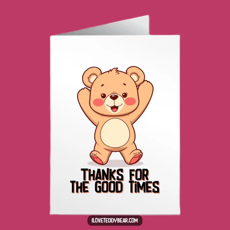 Free Printable Thank You Card: Dancing Teddy Bear Joy Funny Downloadable