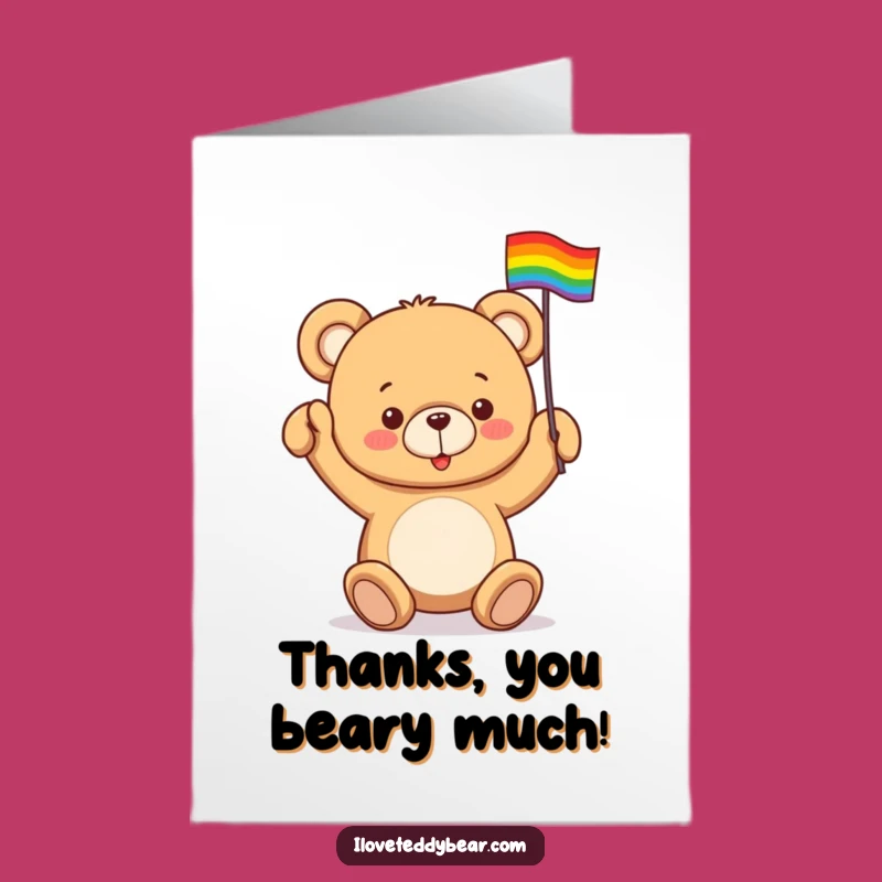 Free Printable Thank You Card: Teddy Bear Rainbow Thanks - Funny Downloadable Note