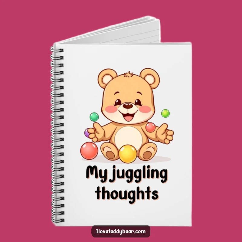 Funny Juggling Teddy Bear Marble Notebook - Playful Pages, Perfect Funny Gift
