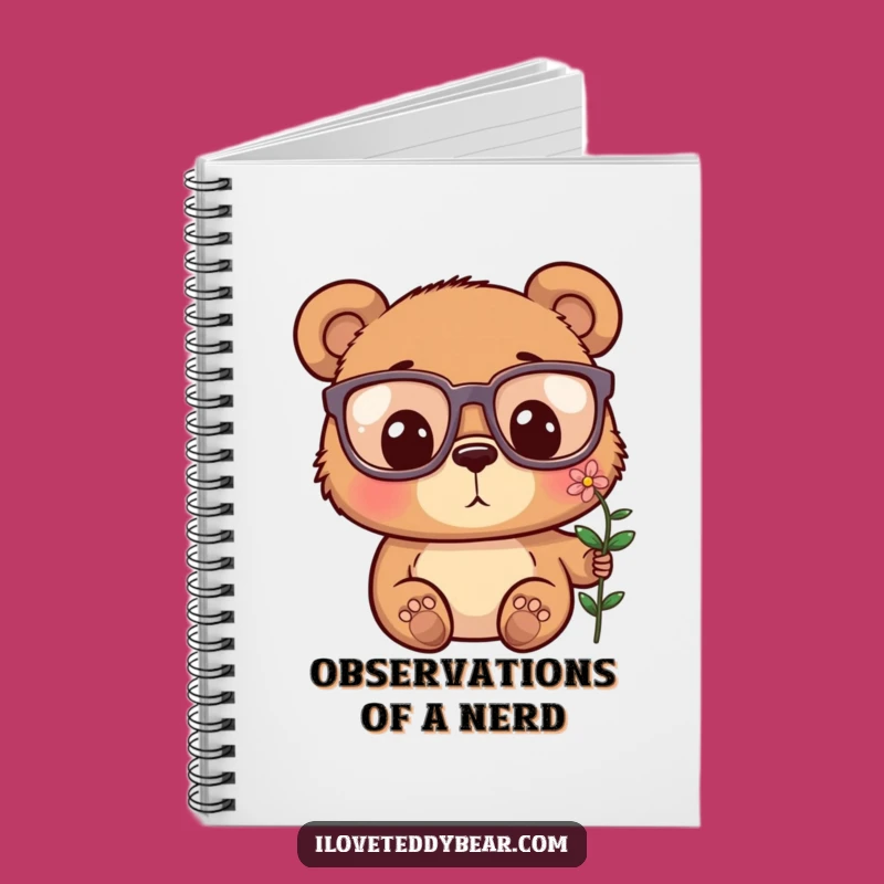 Funny Bear Glasses Flower Surprise Notebook - Capture Your Discoveries Gift
