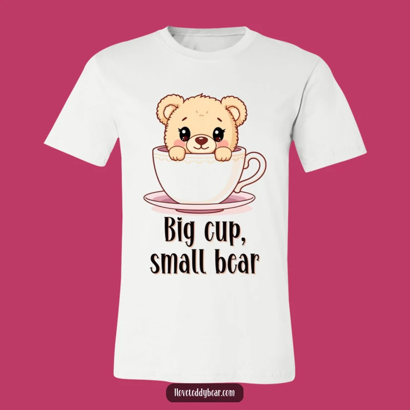 Funny Teddy Bear Teacup Peeker T-Shirt - Adorable & Humorous Gift