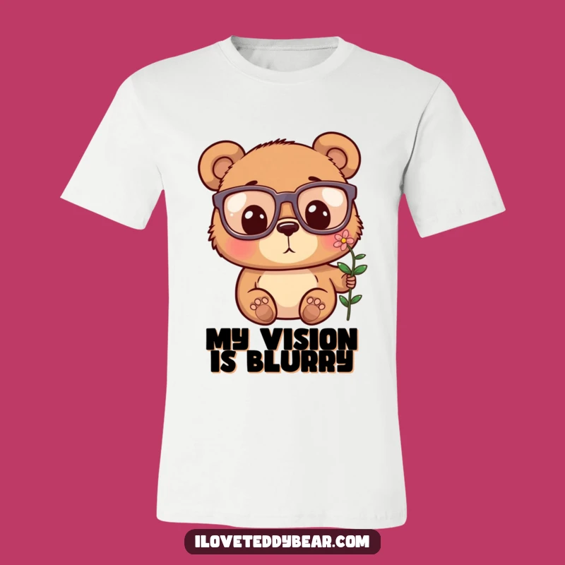 Funny Bear Glasses Flower Surprise T-Shirt - Hilarious Outfit for Laughs
