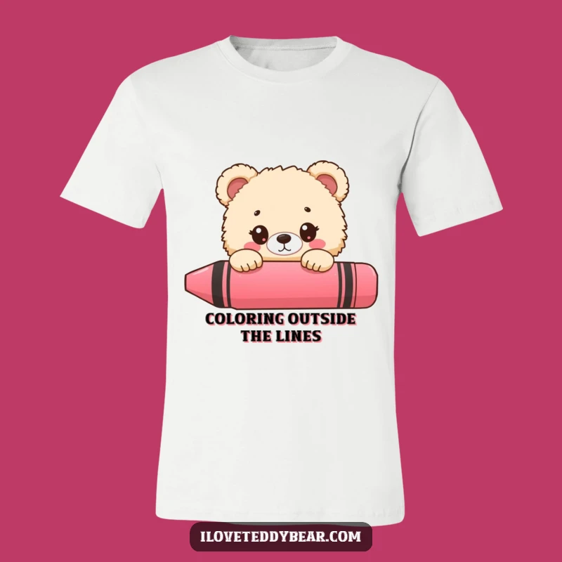 Funny Fluffy Bear Crayon Peek T-Shirt - Comedic Art Wearable Gift