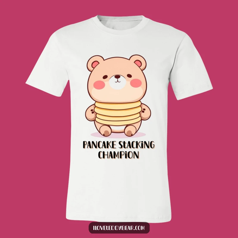 Funny Pancake Bear T-Shirt - Whimsical Cartoon Art Wearable Treat