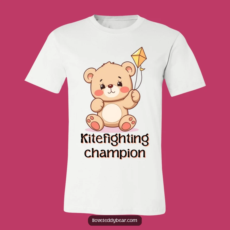 Funny Teddy Bear Kite Struggle T-Shirt - Comical Effort Gift Apparel