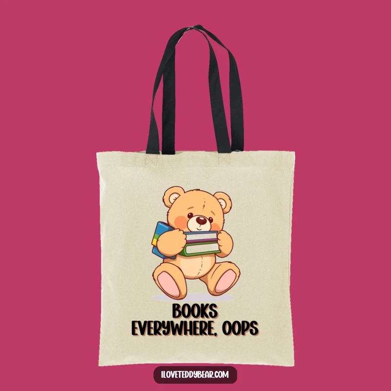 Funny Clumsy Book Bear Tote Bag - Carry Your Books (and Stumbles), Ideal Funny Gift