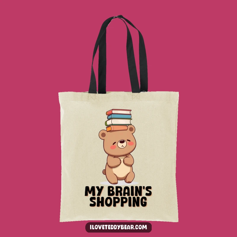 Funny Giggling Bear Book Stack Tote Bag - Carry Your Knowledge with Humor Gift